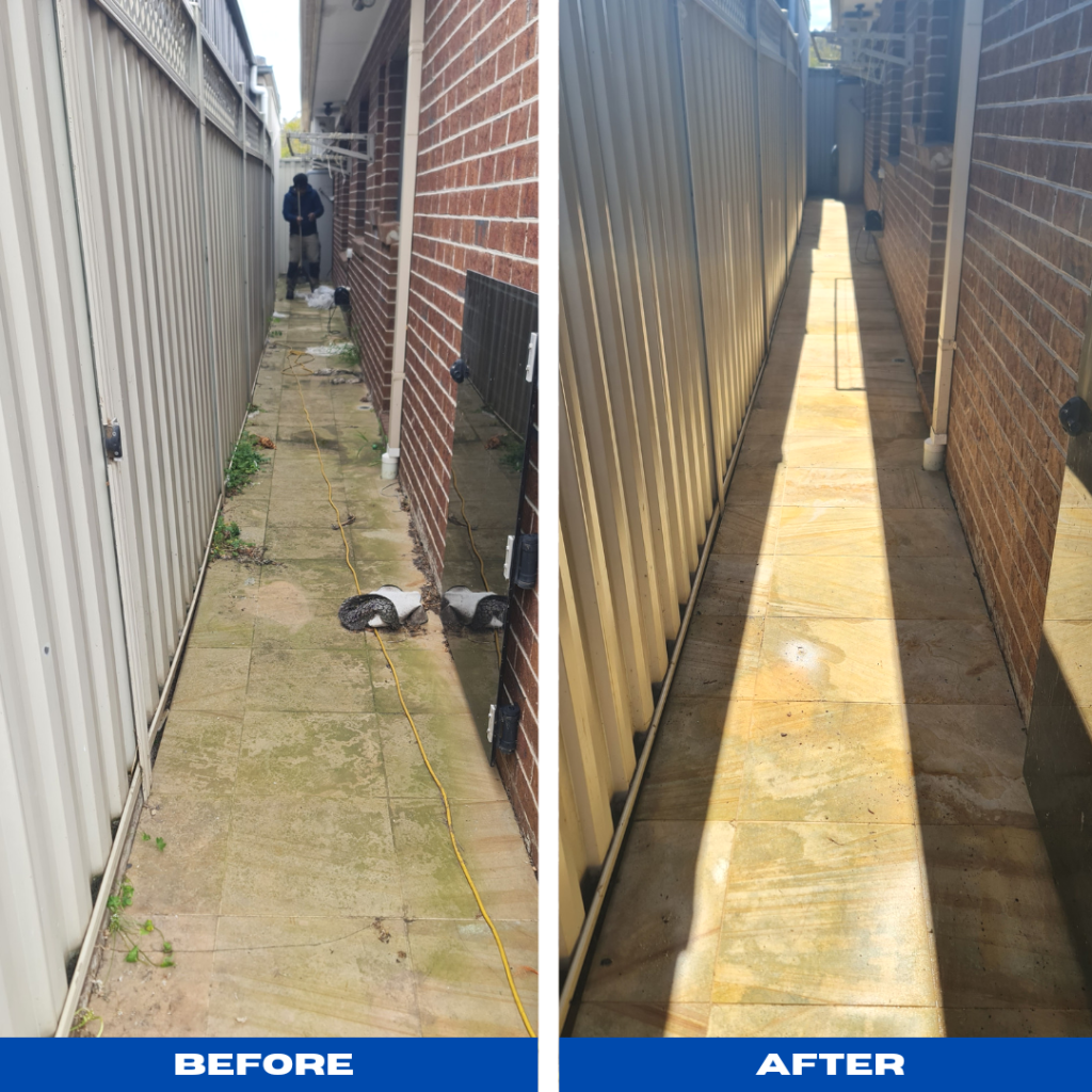 Before and after of a pressure wash on Melbourne home.