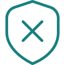 Shield with x mark icon.