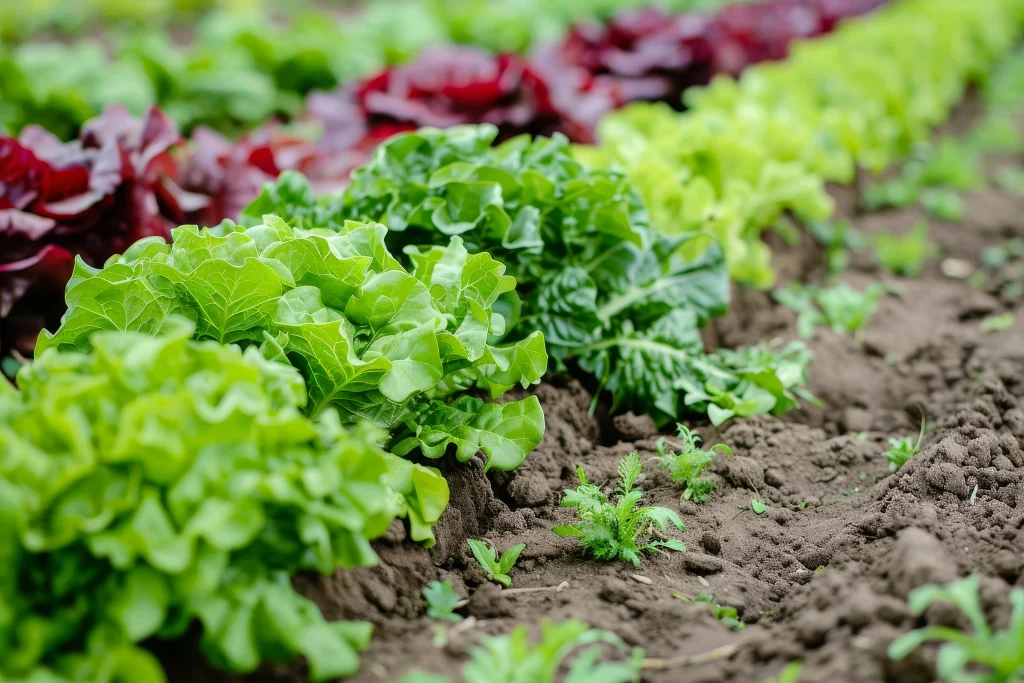 Vegetables planted in garden.