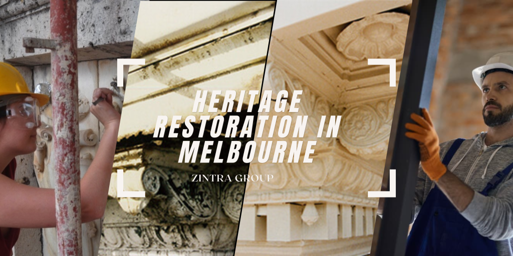 Heritage restoration of a Victorian-style building in Melbourne, maintaining historical details and enhancing architectural beauty.