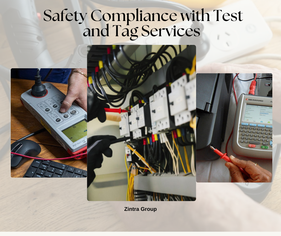 Professional conducting test and tag services for safety compliance in the workplace.