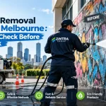 Graffiti removal service in Melbourne pressure washing a commercial wall
